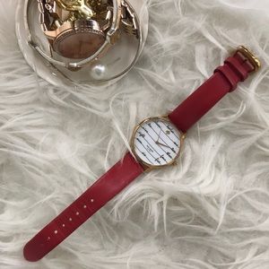 Kate spade red genuine leather watch